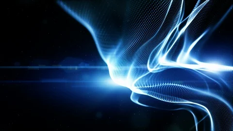 Blue color digital particles wave flow abstract motion technology background Stock Footage 125170576
