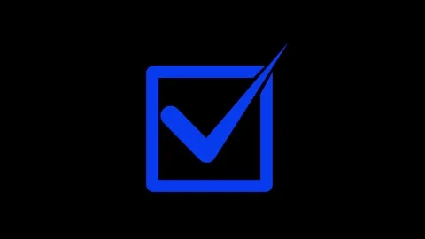 Blue color flat simple check mark box animation with black background Vidéo 301615951
