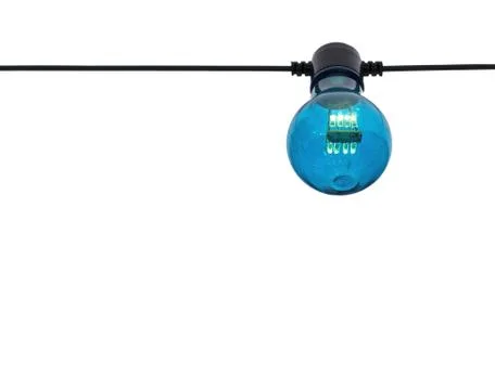 Blue color lightbulb on string Foto stock