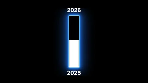 Blue color neon line loading bar from 2025 to 2026 animation Stock Footage 322922801
