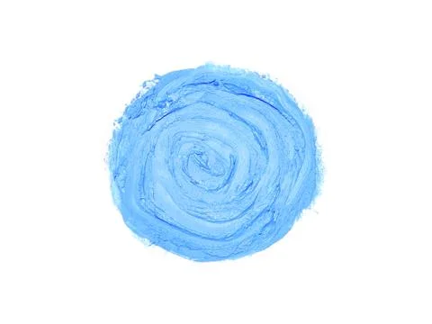 Blue color sample smeared on white wall. Interior material design. Stock Photos