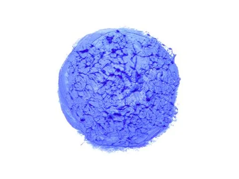 Blue color sample smeared on white wall. Interior material design. Stock Photos