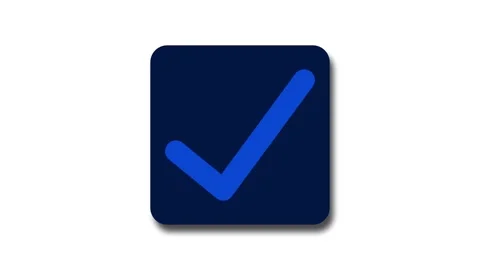 Blue color simple 3d check mark animation with square shape on white backgro Stock Footage 301615964
