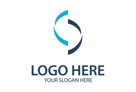 Blue Color Simple Abstract Negative Round Logo Design Stock Illustration