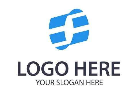 Blue Color Simple Abstract Shape Initial Letter O or Number 0 Logo Design Stock Illustration