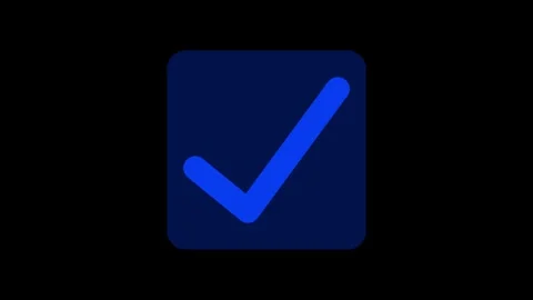 Blue color simple check mark animation with square shape on black background Stock Footage 301615986
