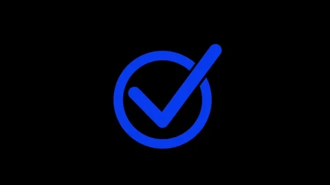 Blue color simple check mark circle animation with black background Vidéo 301615990
