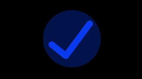 Blue color simple check mark circle fill animation with black background Stock Footage 301615991