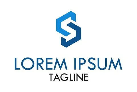 Blue Color Simple Negative Space Initial Letter S Design	 Stock Illustration
