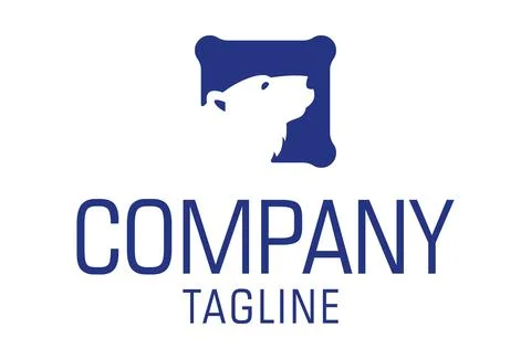 Blue Color Simple negative Space Polar Bear Head logo Design	 Illustrazione stock