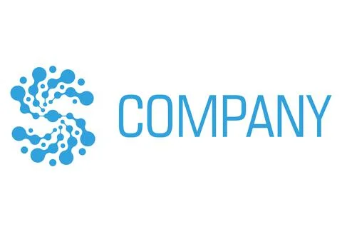 Blue Color Simple Tech Line Connect Initial Letter S Logo Design Stock Illustration