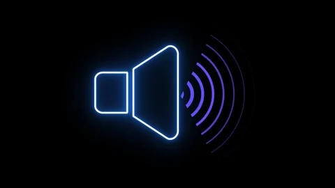 Blue color sound speaker with waves animated 3d icon on a black background... Stock Footage 296489706
