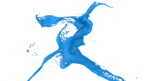 Blue color splashes collide in slow motion, isolated on white (FULL HD) Video stock 36526752