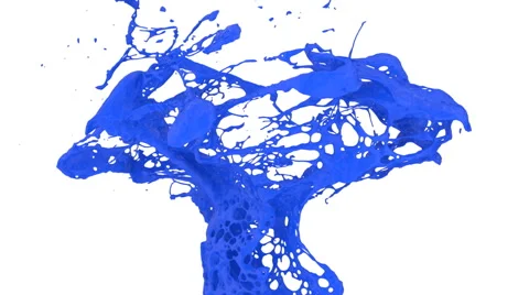 Blue color splashes in slow motion, alpha channel included (FULL HD) Stock Footage 48935220