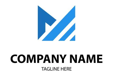 Blue Color Triangle Square Initial Letter M Logo Design Stock Illustration