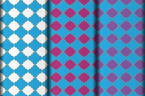 Blue color vector eps seamless pattern design template. Stock Illustration