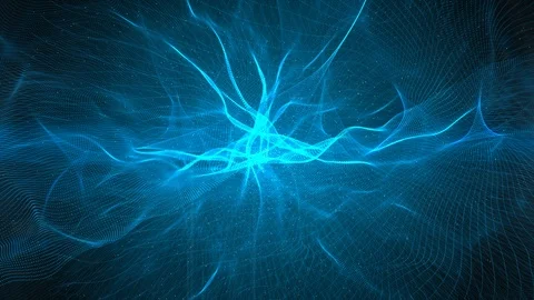 Blue color wave particles flow abstract motion background Stock Footage 90271832