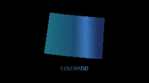 Blue Colorado US State Map Particle Formation on Dark Background Stock Footage 338419376