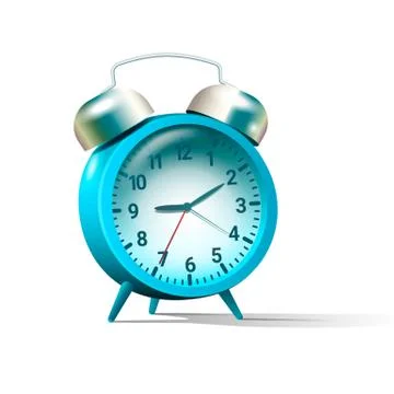 Blue colored alarm clock Stock Illustration