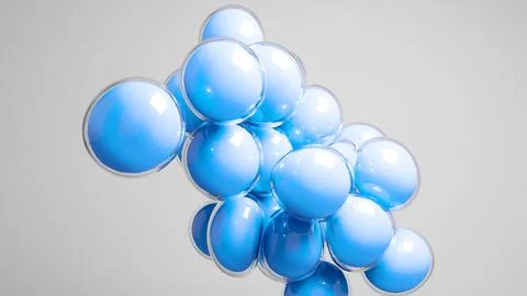 Blue colored bubbles floating against grey background. Stock Illustration