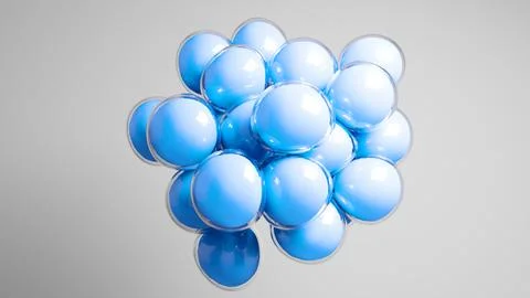 Blue colored bubbles floating against grey background. Stock Illustration