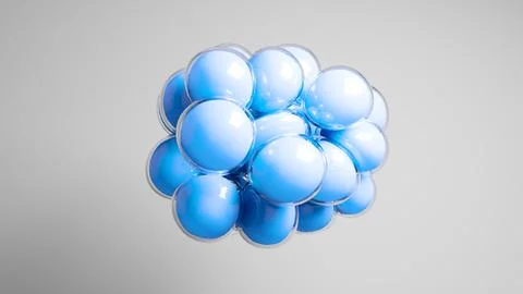 Blue colored bubbles floating against grey background. Stock Illustration