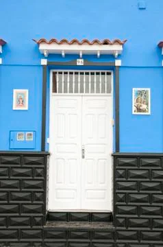 Blue colored house 스톡 사진