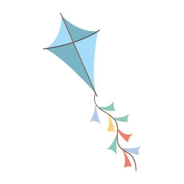 Blue colored kite flying with white background Stock Illustration