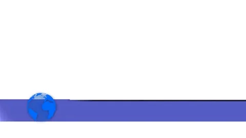 Blue Colored Lower Third with a spinning globe, with alpha channel - 012. Stock Footage 80151422