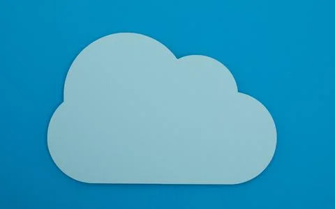 Blue colored paper cloud network icon 写真素材