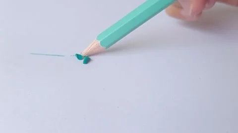 The blue colored pencil is broken while drawing a line Stock Footage 150666065
