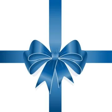 Blue colored ribbon bow Stock Illustration