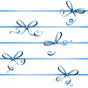 Blue colored ribbon bow Stock Illustration