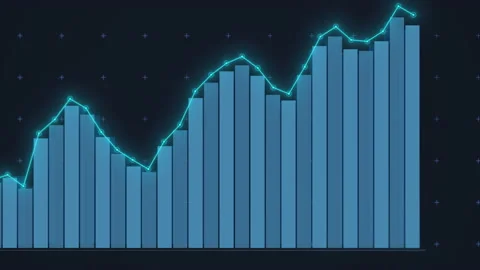 Blue colored rising stock graph 4K animation. Dynamic infographics. Видео 134964350