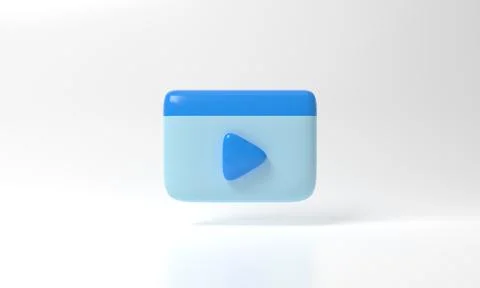 Blue colored round play button on pastel background. Concept of video icon 스톡 일러스트