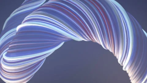 Blue colored twisted shape. Abstract geometric 3D render loop animation. HD Stock Footage 122930449