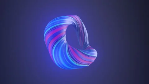 Blue colored twisted shape. Abstract geometric 3D render loop animation. 4K, UHD Stock Footage 127571321