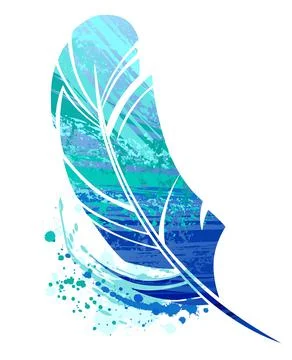 Blue colorful feather Stock Illustration