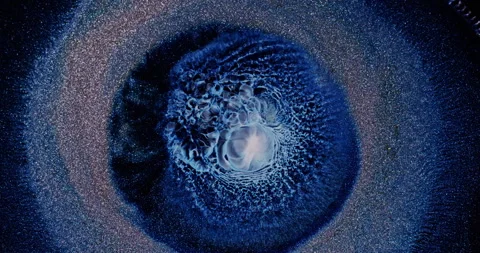 Blue Colorful Ink And Paint Liquid Reaction / Nebula  / Supernova Black Hole Stock Footage