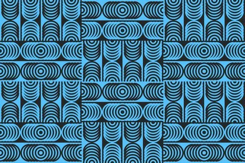 Blue Colors Geometric Pattern Geometric Background Circle Shapes and Designs Ilustración de archivo
