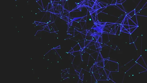 Blue colour abstract digital connection moving dots and lines. Technology Vidéo 260887410