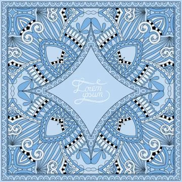 Blue colour decorative pattern of ukrainian ethnic carpet design Stock Illustration