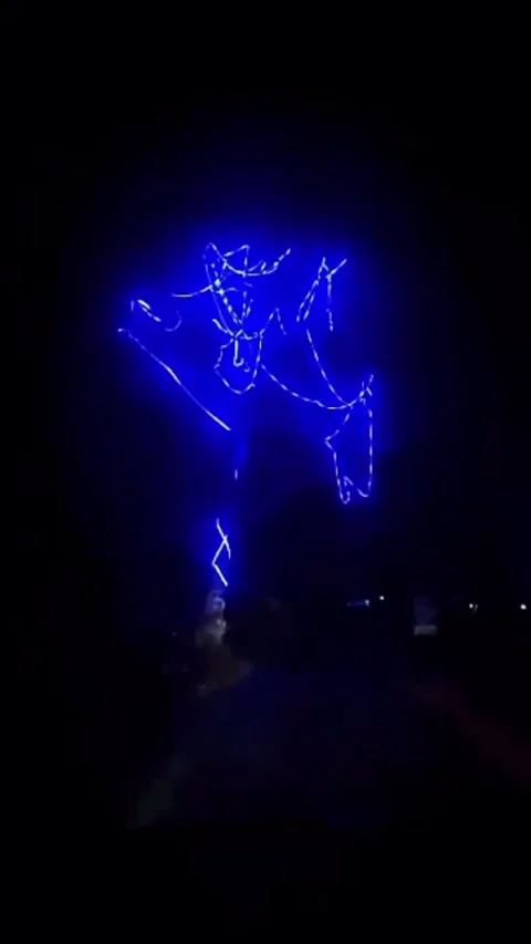Blue colour light tree in a hill station on night time Vidéo 137087837