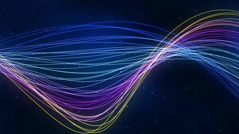 Blue colour Technology data particle line Stock Illustration