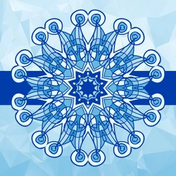 Blue colour vintage vector pattern. Hand drawn abstract mandala. Decorative 스톡 일러스트