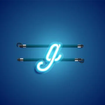 Blue coloured neon character, vector illustration Stock Illustration