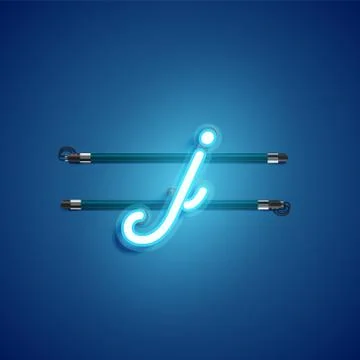 Blue coloured neon character, vector illustration Stock Illustration