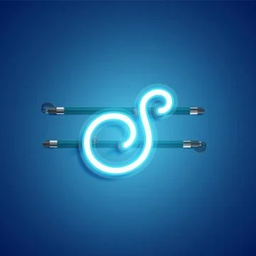 Blue coloured neon character, vector illustration Stock Illustration