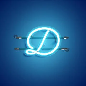 Blue coloured neon character, vector illustration Stock Illustration