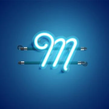 Blue coloured neon character, vector illustration Stock Illustration